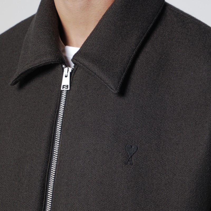Ami Alexandre Mattiussi Quilted Padded Jacket With High Collar And Structured Silhouette In Gray