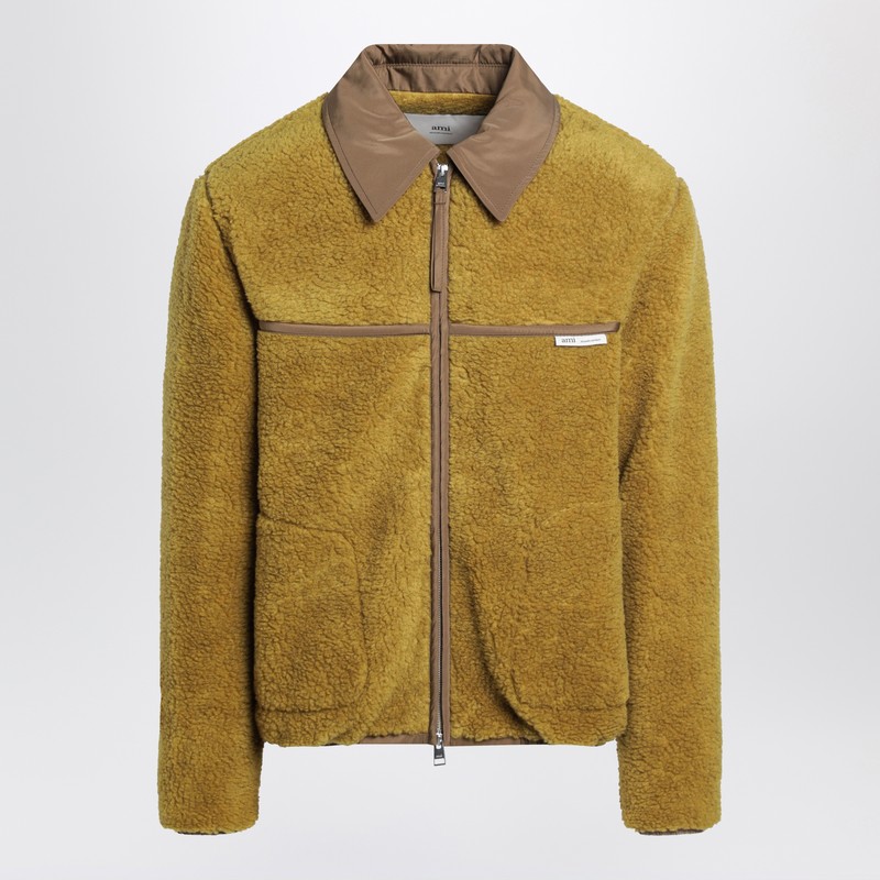 Acid green shearling bomber