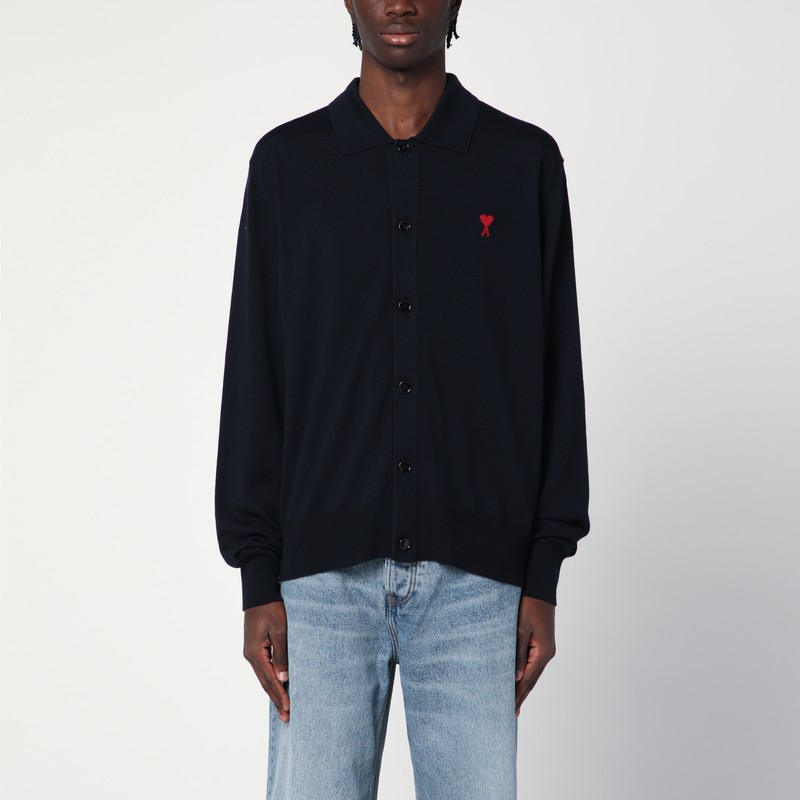 Ami Alexandre Mattiussi Ami De Coeur Night Blue Cardigan In Blue