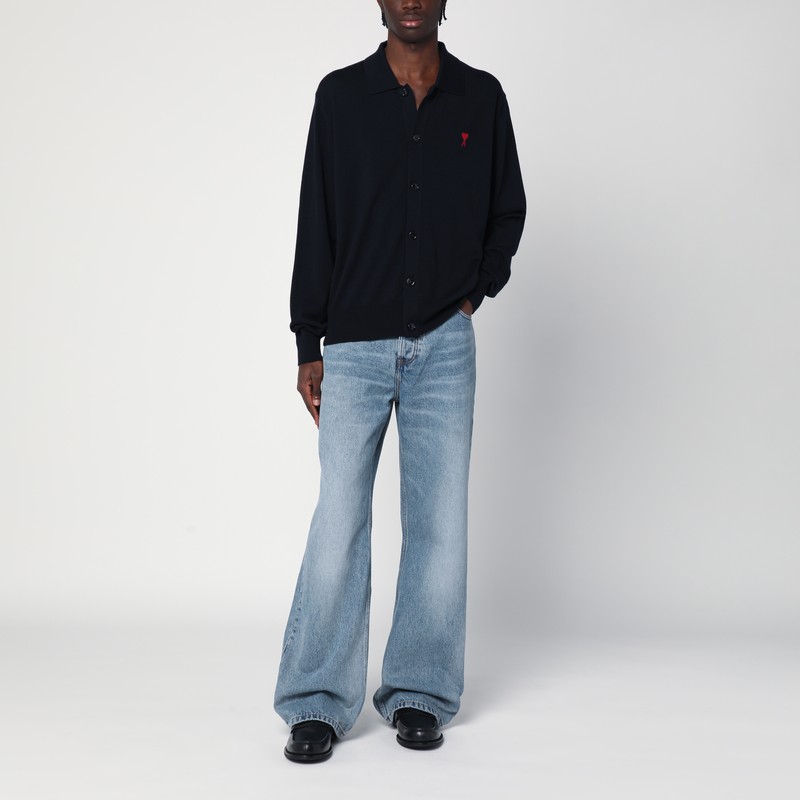 Ami Alexandre Mattiussi Ami De Coeur Night Blue Cardigan In Blue