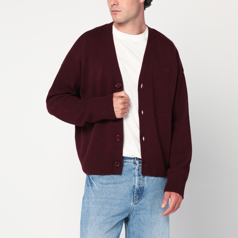 Cardigan Ami de Coeur cherry color in wool and cashmere