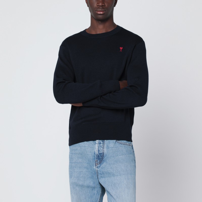 Ami Alexandre Mattiussi Navy Blue Ami De Coeur Sweater In Black
