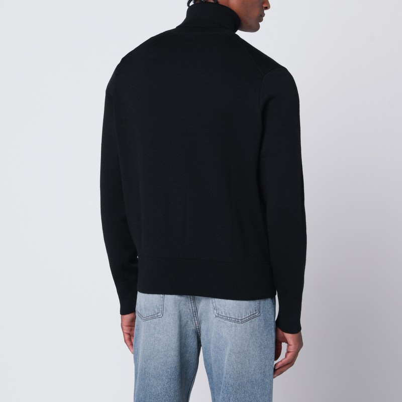 Ami Alexandre Mattiussi Ami Paris Ami De Coeur Merino Wool Turtleneck Sweater In Black