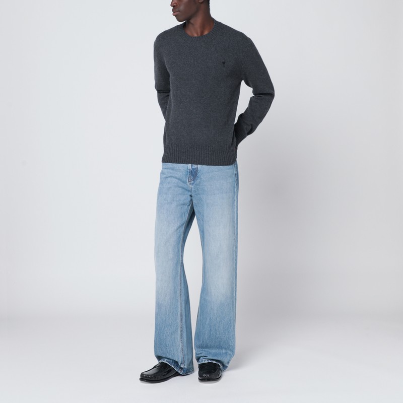 Ami Alexandre Mattiussi Anthracite Grey Ami De Coeur Sweater In Gray