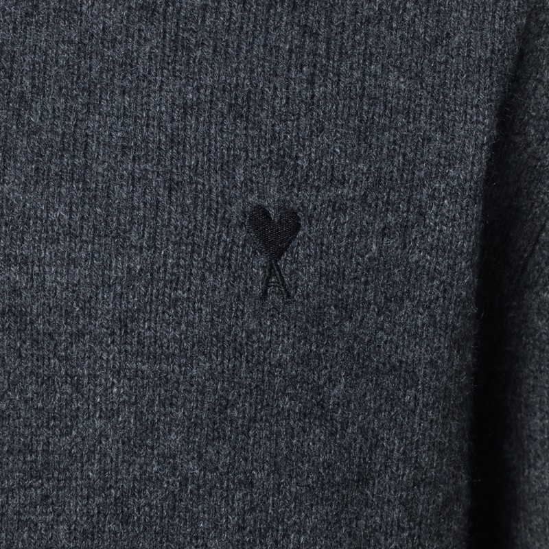 Ami Alexandre Mattiussi Anthracite Grey Ami De Coeur Sweater In Gray