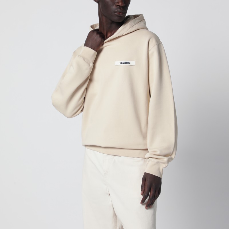 Beige sweatshirt with grosgrain logo