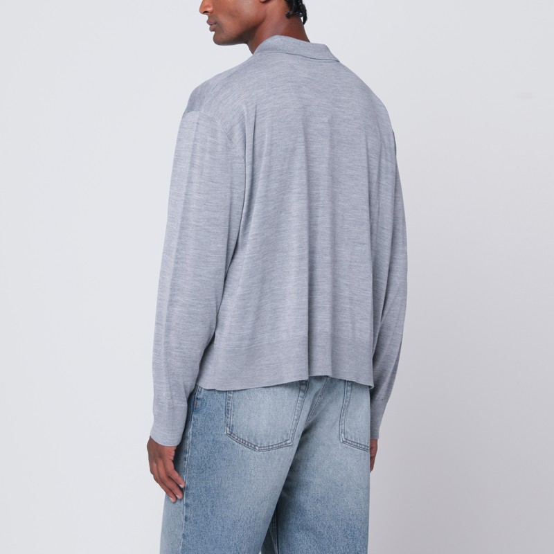 Ami Alexandre Mattiussi Grey Wool And Silk Polo Ami De Coeur In Gray