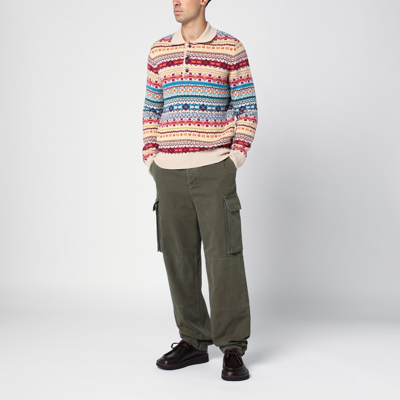 Loewe Man Pants Military Green Size 30 Cotton In Green