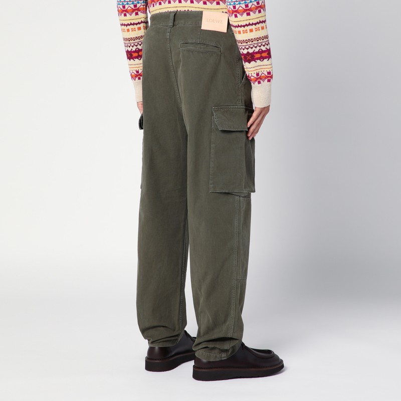 Loewe Man Pants Military Green Size 30 Cotton In Green