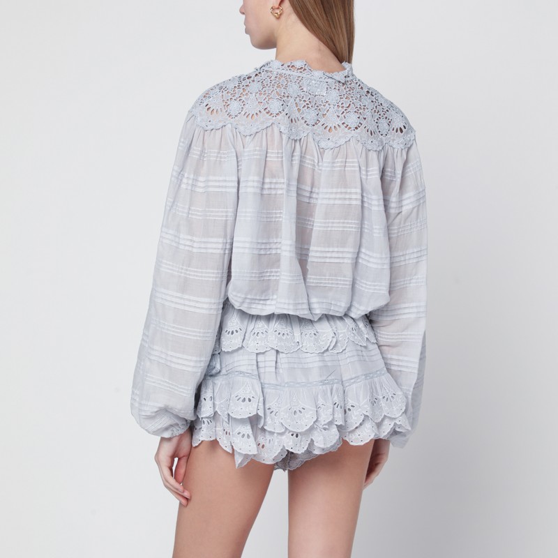 Isabel Marant Étoile Polly Cotton Blouse With Floral Lace In White