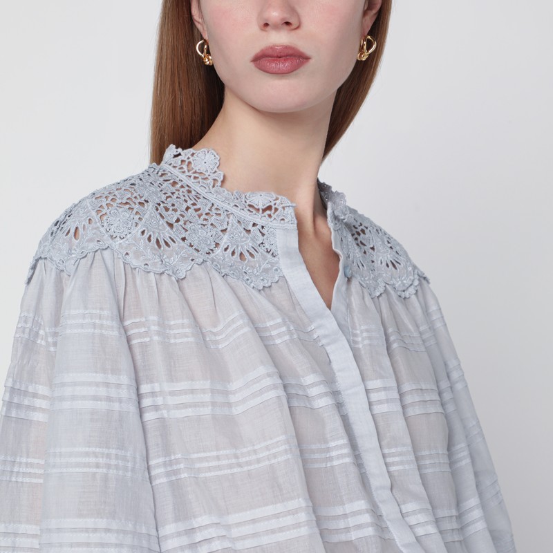 Isabel Marant Étoile Polly Cotton Blouse With Floral Lace In White
