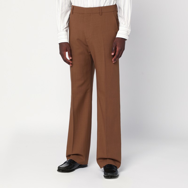 Ami Alexandre Mattiussi Wool Trousers With Pockets And Belt Loops In Animal Print