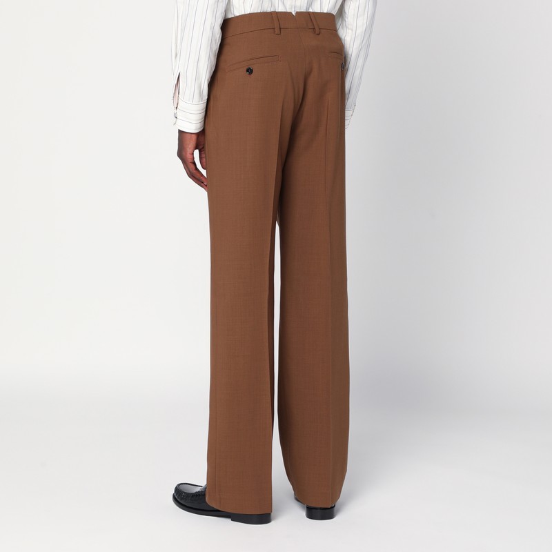 Ami Alexandre Mattiussi Wool Trousers With Pockets And Belt Loops In Animal Print
