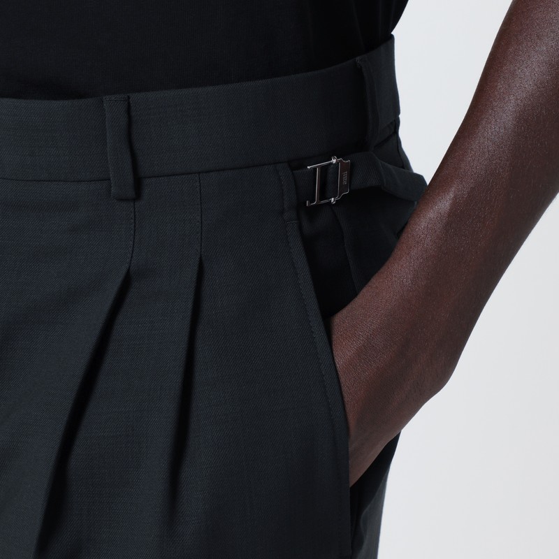 Ami Alexandre Mattiussi Charcoal Gray Wool Trousers In Blue