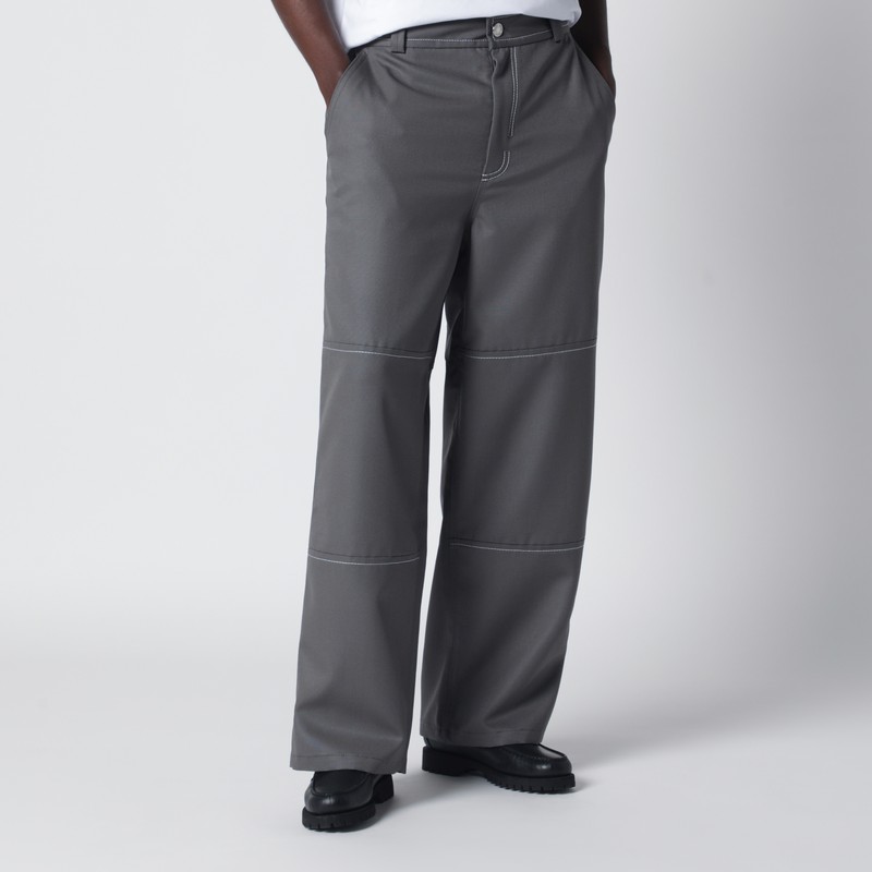 Grey wool canvas workwear trousers