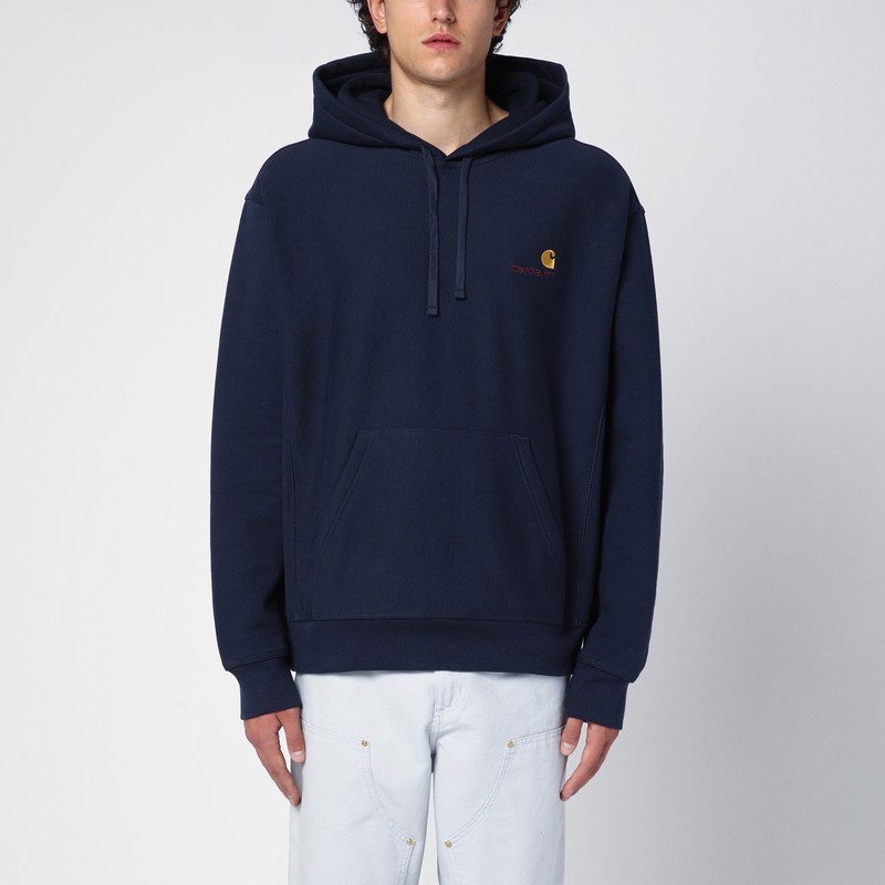 Blue Hooded American Script Sweat