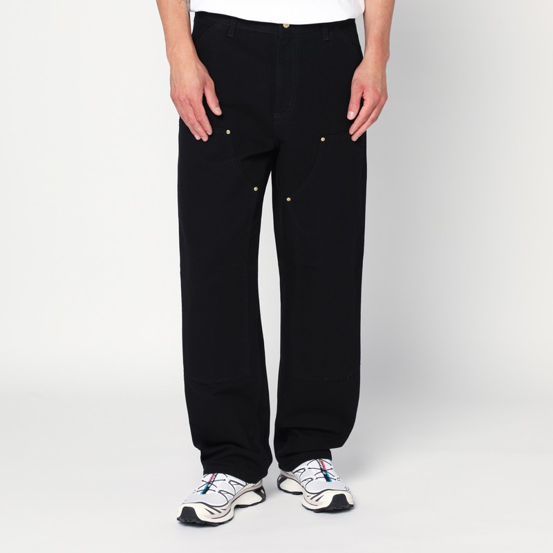 Black Rinsed Double Knee Pant