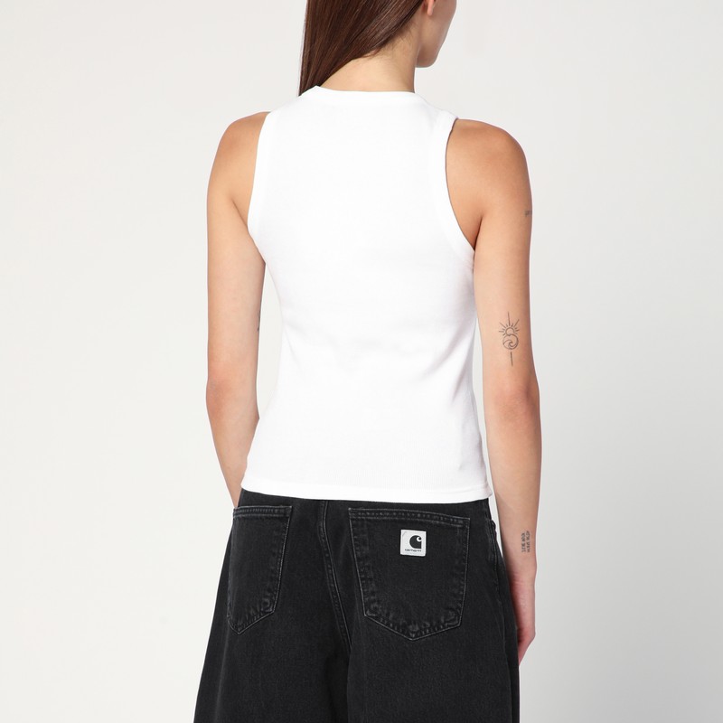 Carhartt Philips Ribbed Knit Logo Tank Top In White