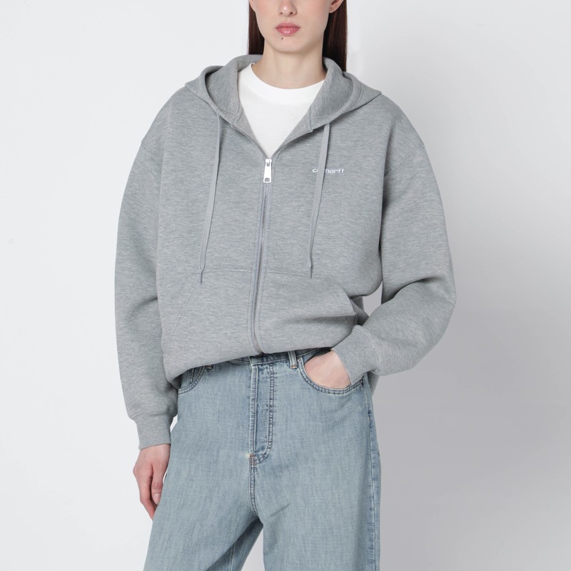 Grey zip sweatshirt in cotton blend