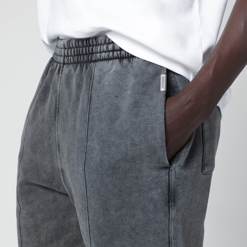 Represent Faded Black Cotton Jogger Pants In Gray