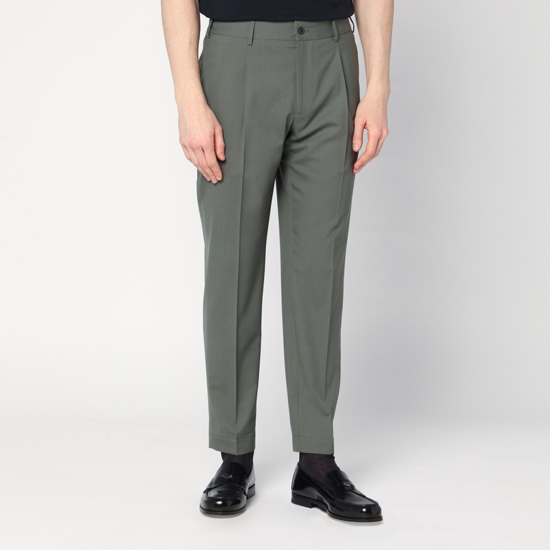 Green wool blend trousers - Santaniello - Modalova
