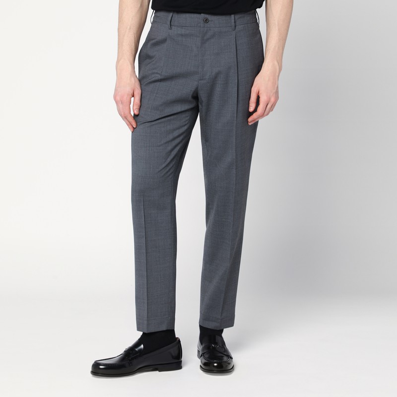Anthracite grey wool blend trousers - Santaniello - Modalova
