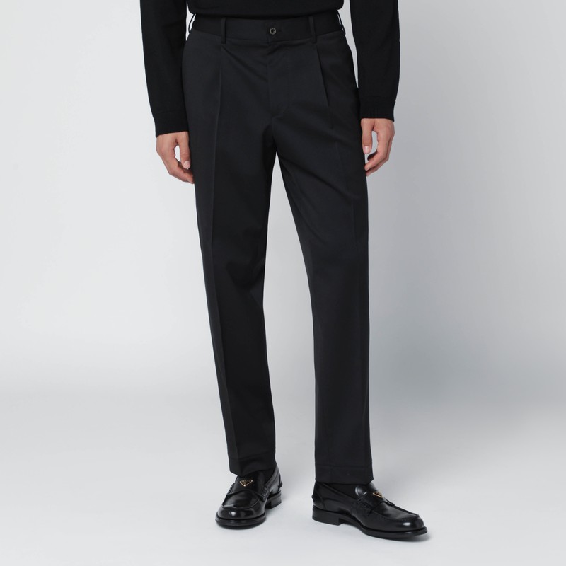 Santaniello Black Wool Blend Trousers