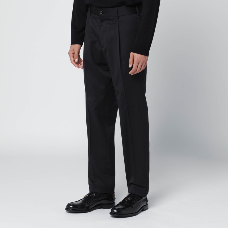 Santaniello Black Wool Blend Trousers In Black