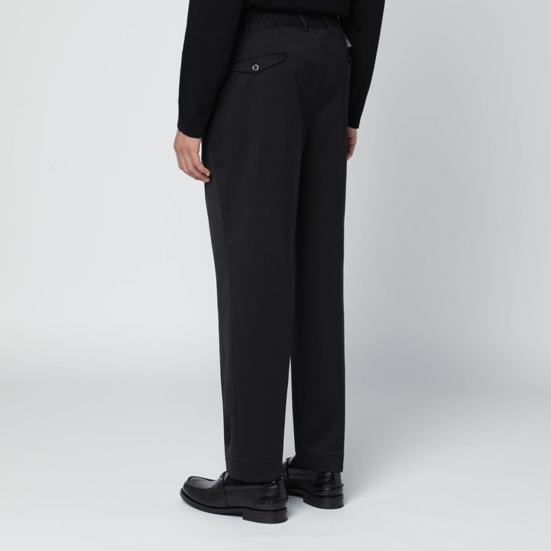 Santaniello Black Wool Blend Trousers In Black