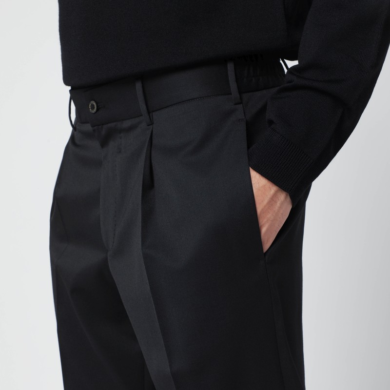 Santaniello Black Wool Blend Trousers In Black