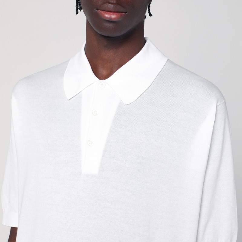 John Smedley White Isis Polo In Cotton In White