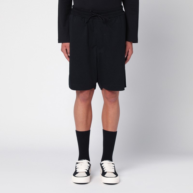 Black cotton-blend short