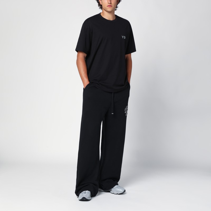 Y-3 Adidas Back Print Short Sleeved Cotton T-shirt Clothing In Black