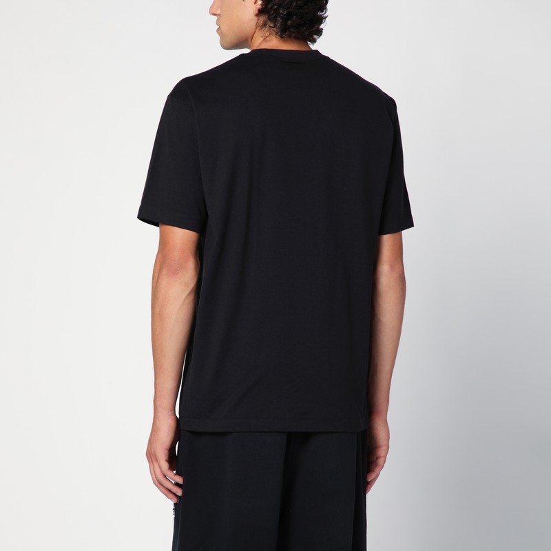 Y-3 Adidas Back Print Short Sleeved Cotton T-shirt Clothing In Black