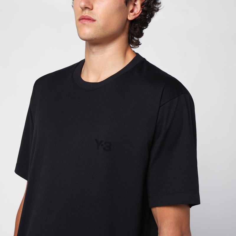 Y-3 Adidas Back Print Short Sleeved Cotton T-shirt Clothing In Black