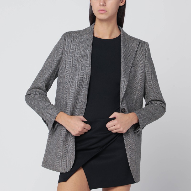 Gray single-breasted blazer in wool