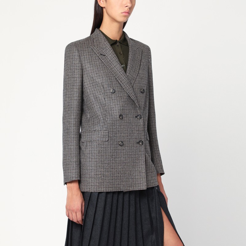 Double-breasted jacket in pied de poule wool