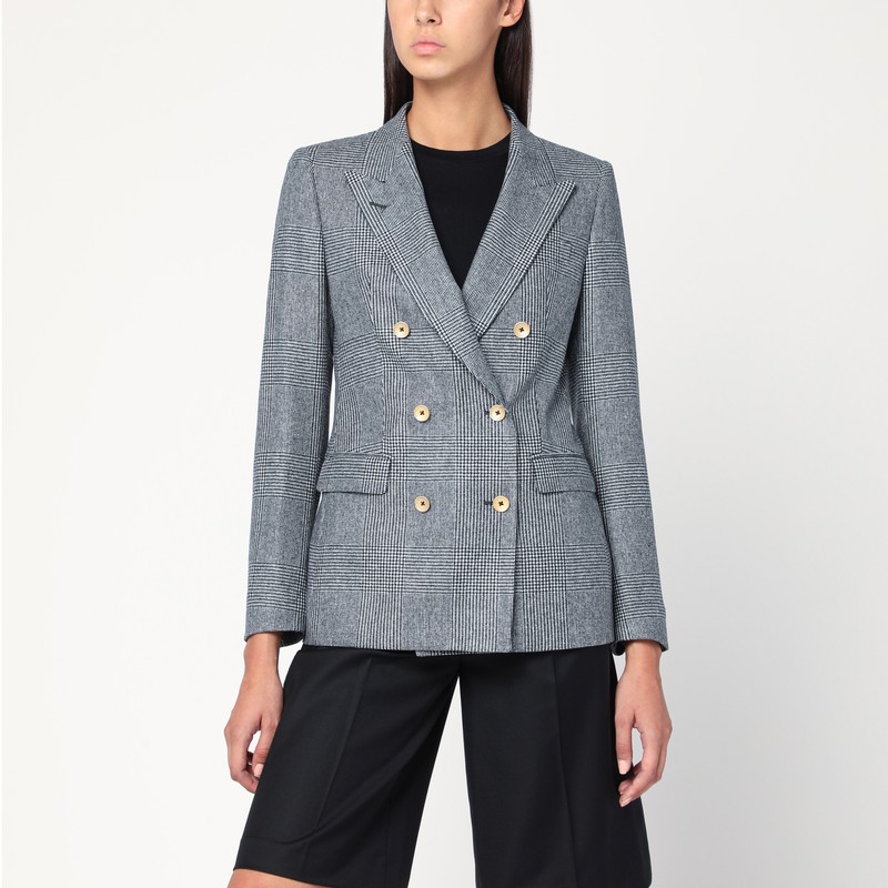 Double-breasted jacket in Prince of Wales wool