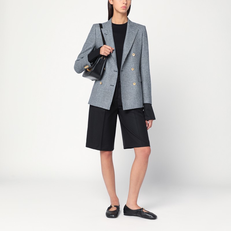 Tagliatore Double-breasted Jacket In Prince Of Wales Wool In Gray
