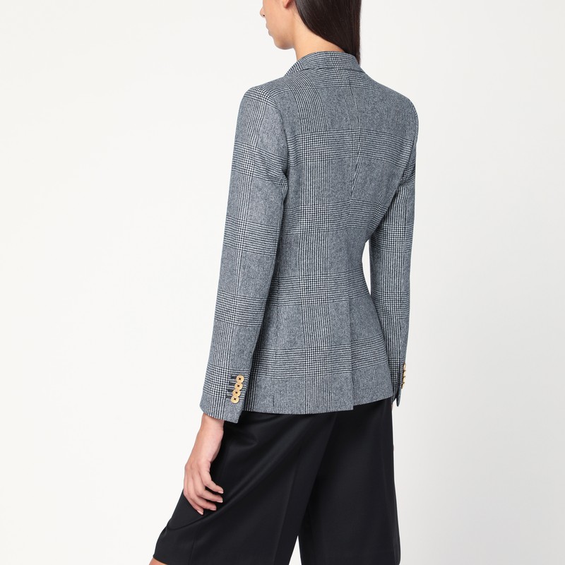 Tagliatore Double-breasted Jacket In Prince Of Wales Wool In Gray