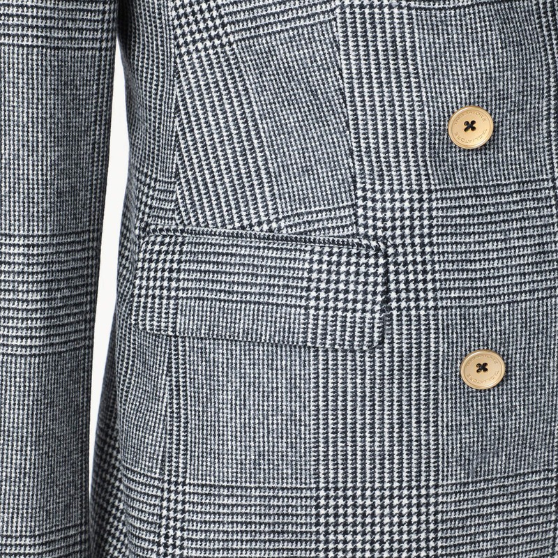 Tagliatore Double-breasted Jacket In Prince Of Wales Wool In Gray