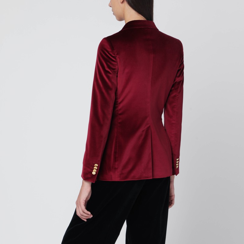 Tagliatore Burgundy Velvet Double-breasted Jacket In Burgundy