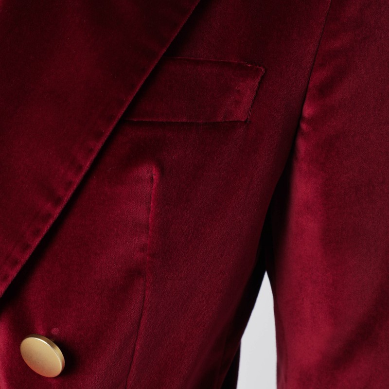 Tagliatore Burgundy Velvet Double-breasted Jacket In Burgundy