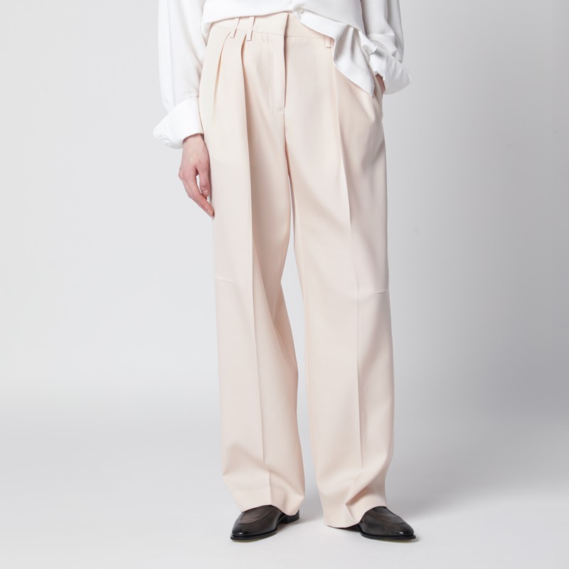 Ivory wool gabardine trousers
