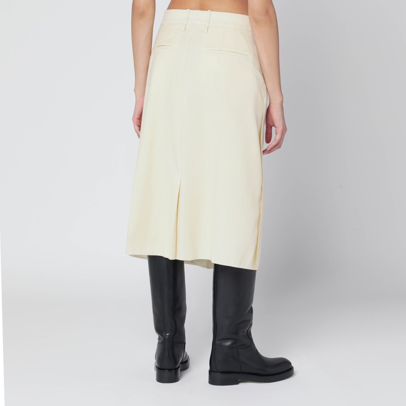Jil Sander High Waisted Wool Skirt Featuring Slits In Neutral