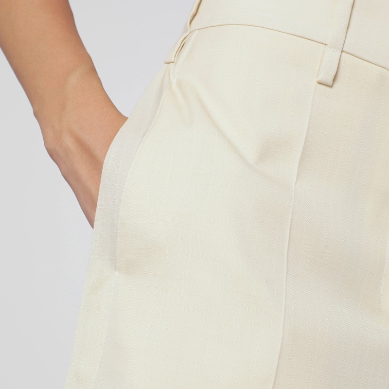 Jil Sander High Waisted Wool Skirt Featuring Slits In Neutral