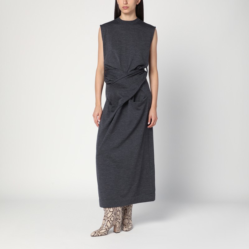 Gray dress in wool with crossover detail - Jil Sander - Modalova