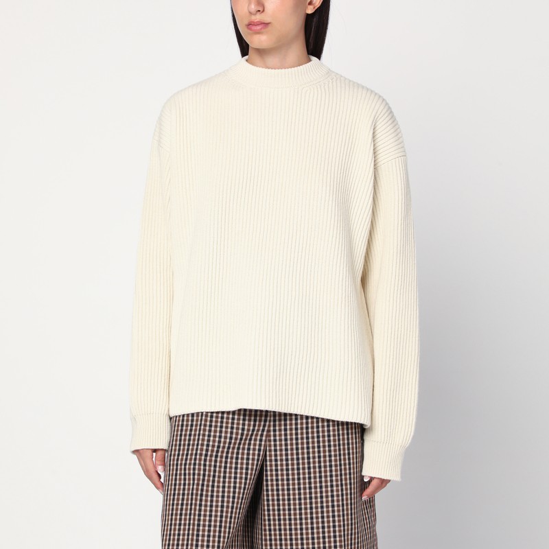 White ribbed crewneck sweater - Jil Sander - Modalova