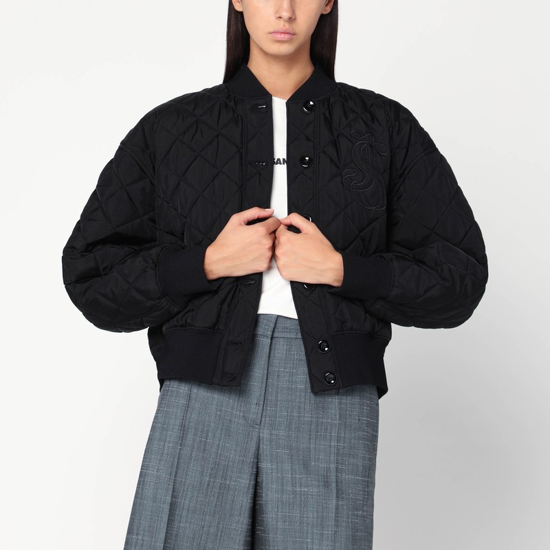 Quilted black bomber