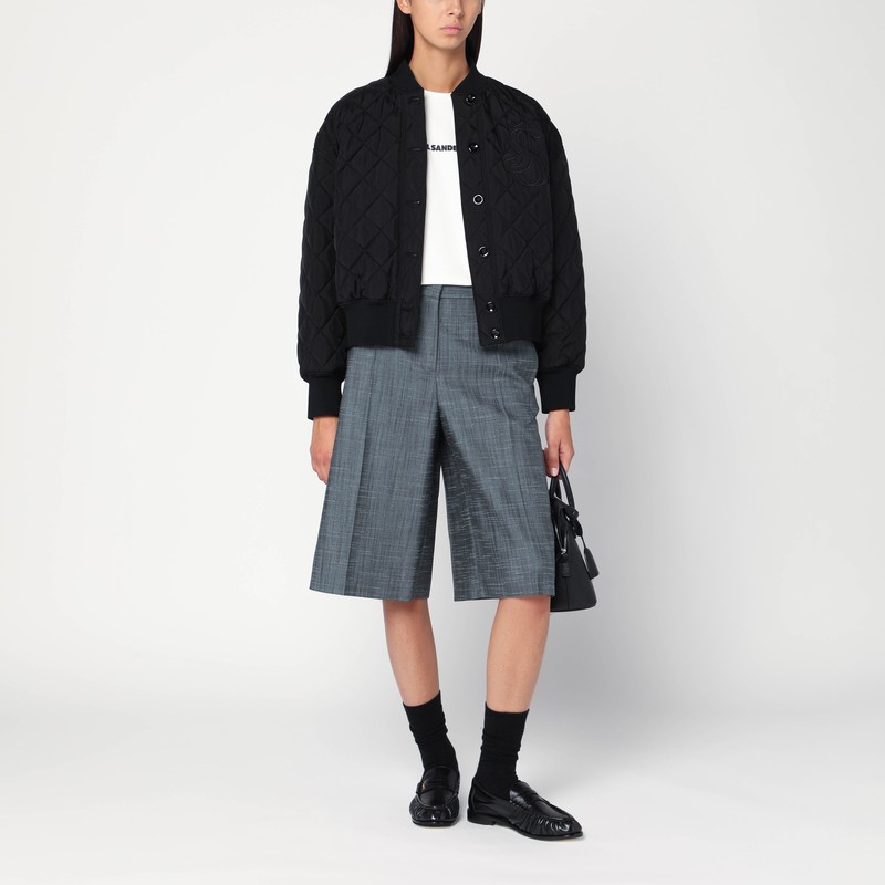 Jil Sander Quilted Jacket With Monogram Design In Black